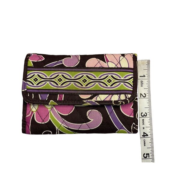 Vera Bradley EURO Brown Floral ID Window and Slip Pockets Snap Trifold Wallet - Picture 6 of 6